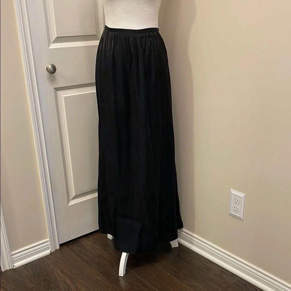 Brannan Studio San Francisco Black Pleated Maxi Skirt elastic waist size 16